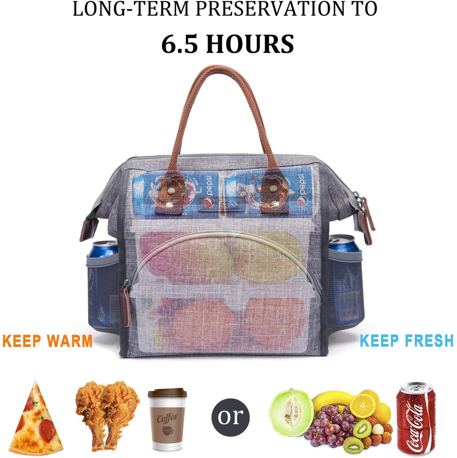 Avelena | Lokass Lunch Bag Isolierte Lunchbox Weitöffnende Lunch Tote Tasche Großer Getränkehalter Langlebiges Nylon Thermo Snacks Organizer Für Frauen Männer Erwachsene College Arbeit Picknick Reise Strand Angeln, Schwarz-Quadrat