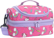 Avelena | Lunchbox für Mädchen, Kasqo isolierte Kühltasche Kinder Mittagessen Tragetasche mit doppeltem Fach, rosa Katze