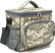 Avelena | Flowfly Isolierte wiederverwendbare Lunchbox Erwachsene Große Lunchbox Für Frauen Und Männer Mit Verstellbarem Schultergurt Vordertasche Mit Reißverschluss Und Doppelten Großen Mesh-Seitentaschen, Digital Camo
