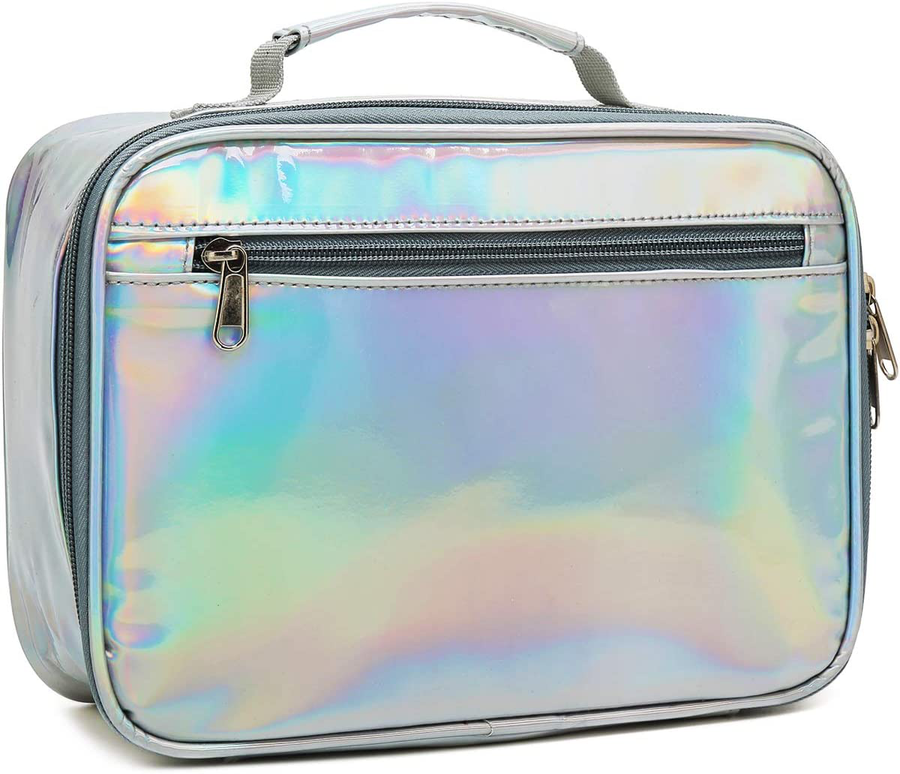 Avelena | Flowfly Kinder Lunchbox Isolierte Weiche Tasche Mini Kühler Zurück Zur Schule Thermo Mahlzeit Tragetasche Set Für Mädchen, Jungen, Frauen, Männer, Silber