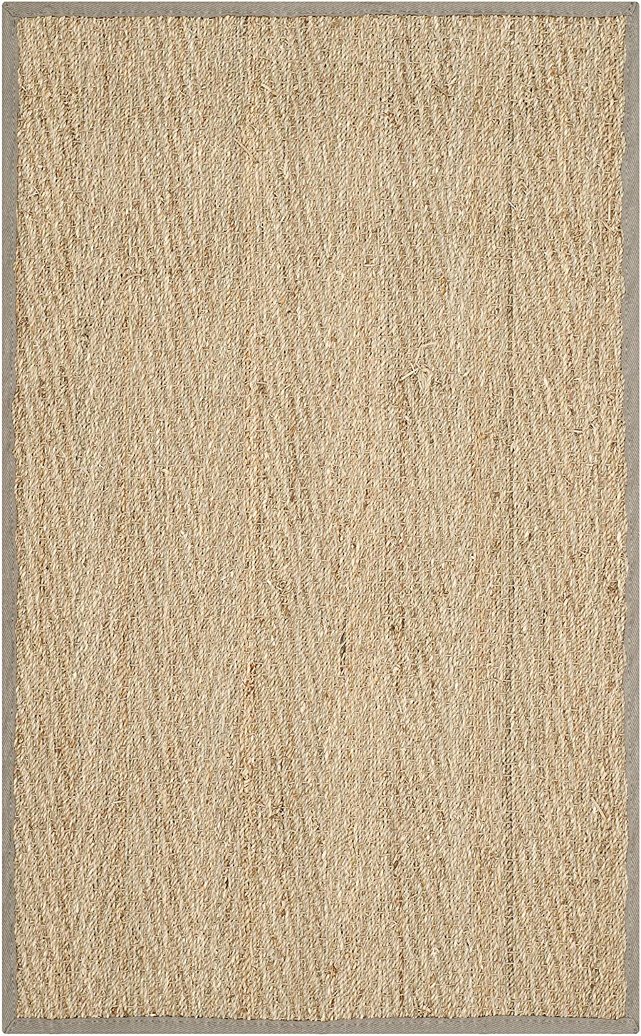 Avelena | Safavieh Natural Fiber Collection Nf115p Border Herringbone Seagrass Akzentteppich, 2'6" X 4', Grau
