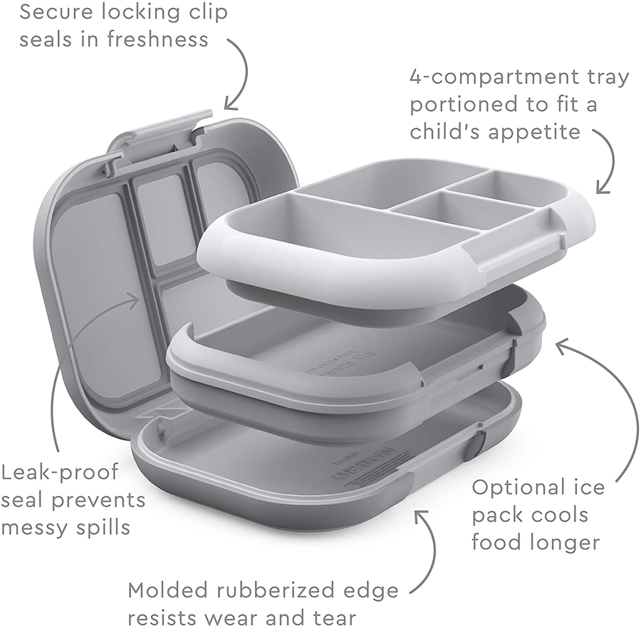 Avelena | Bentgo Kids Chill Lunch Box - Bento-Stil Mittellösung mit 4 Fächern und herausnehmbarem Kühlakku für Mahlzeiten und Snacks unterwegs - Auslaufsicher, spülmaschinenfest, BPA-frei (Lila)