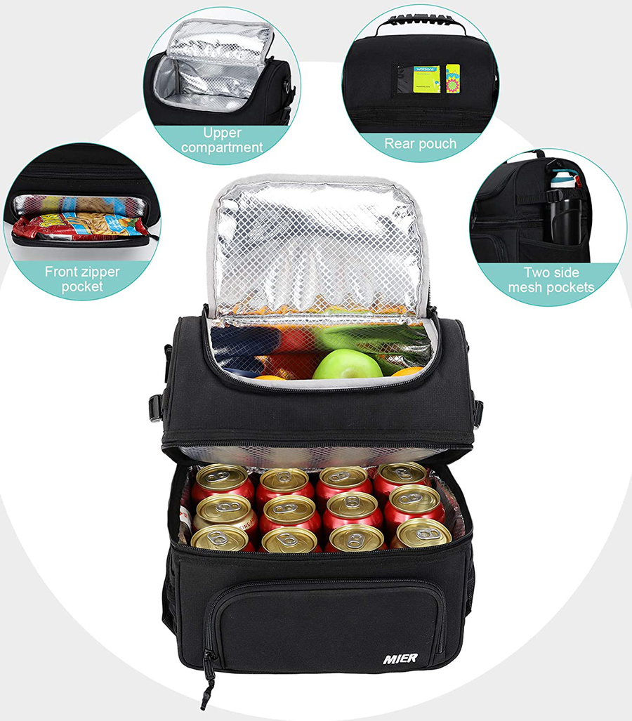 Avelena | Mier Erwachsenen Mittagessen Box Isolierte Lebensmittel Tasche Große Kühltasche für Frauen, Doppeldecker Kühler, Leopard (Groß)