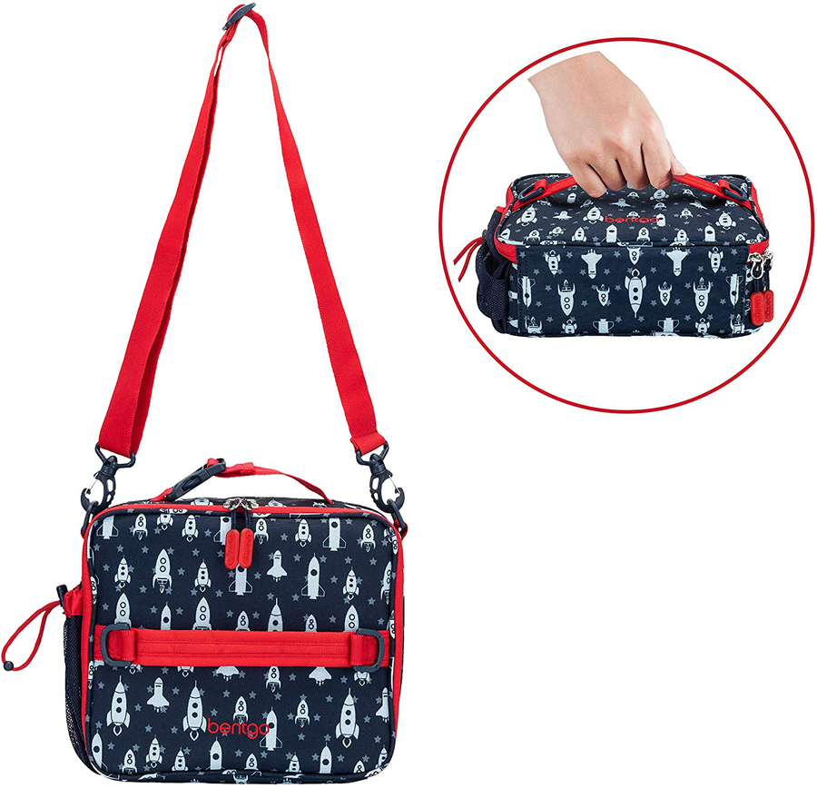 Avelena | Bentgo Kids Prints Lunch Box - Doppelt isoliert, langlebig, wasserabweisender Stoff mit internen und externen Reißverschlusstaschen und externem Flaschenhalter - Ideal für Kinder jeden Alters (Meerjungfrau)
