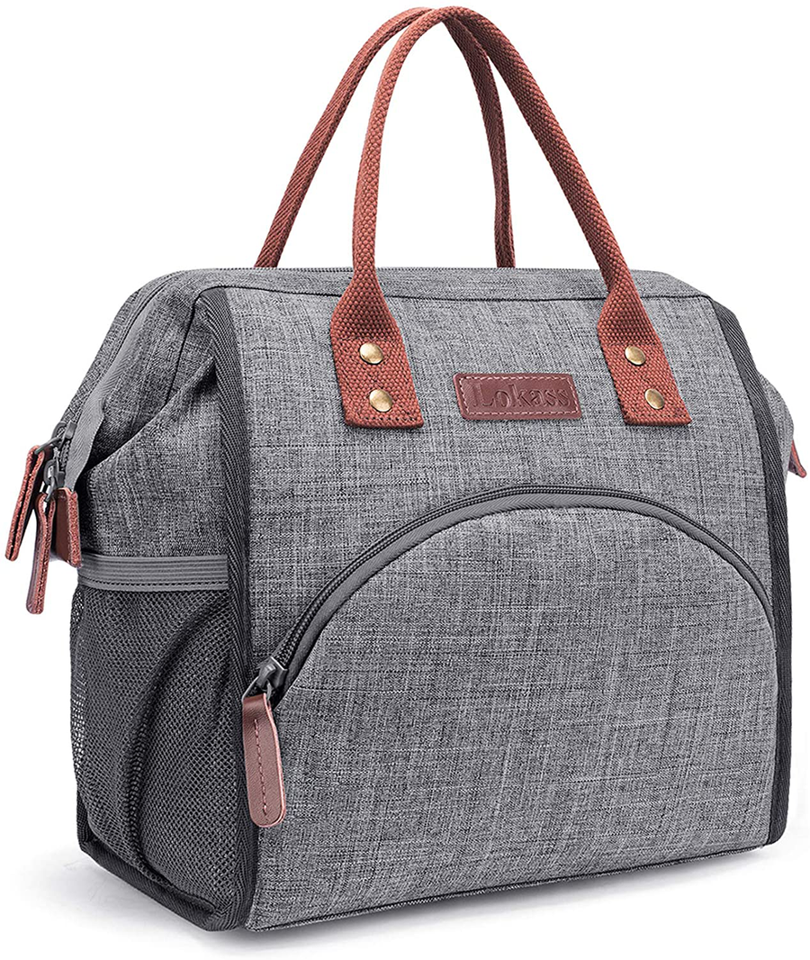 Avelena | Lokass Lunch Bag Isolierte Lunchbox Weitöffnende Lunch Tote Tasche Großer Getränkehalter Langlebiges Nylon Thermo Snacks Organizer Für Frauen Männer Erwachsene College Arbeit Picknick Reise Strand Angeln, Schwarz-Quadrat