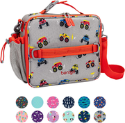 Avelena | Bentgo Kids Prints Lunch Bag - Doppelisoliert, langlebig, wasserabweisender Stoff mit internen und externen Reißverschlusstaschen und externem Flaschenhalter - Ideal für Kinder jeden Alters (Cars)
