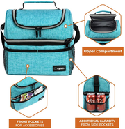 Avelena | Isolierte duale Fächer-Lunch-Tasche für Frauen, Damen | Doppelschicht wiederverwendbare Lunch-Box-Kühler mit Schultergurt, auslaufsichere Innenauskleidung | Mittelgroßer Lunch-Eimer für Schule, Arbeit, Büro (Heather Purple)