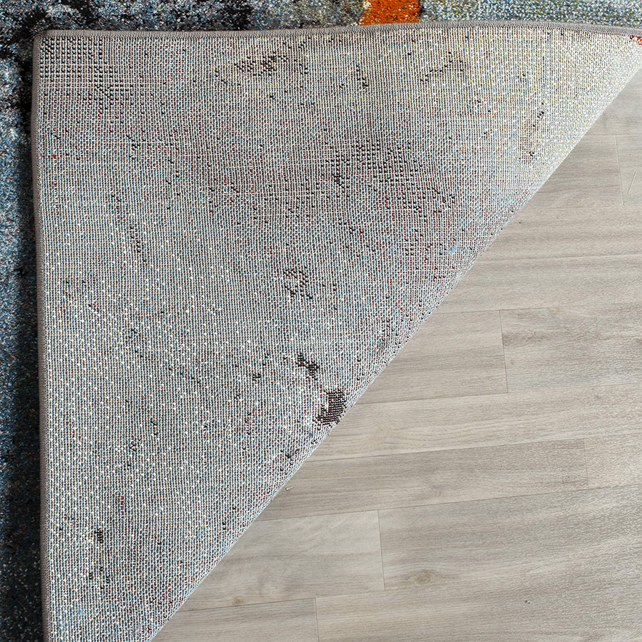Avelena | Safavieh Glacier Kollektion Gla125b Modern Abstrakt Nicht-Shedding Fleckenresistenter Wohnzimmer Schlafzimmer Teppich, 3' X 3' Quadrat, Blau / Mehrfarbig