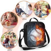 Avelena | Isolierter Cooler Hält wiederverwendbare Eisbeutel für Schulbrotdosen Lunch Tasche Lebensmittelaufbewahrungstasche Eis Feuer Fußball Basketball Jungen Mädchen
