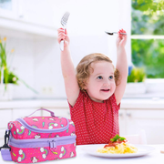 Avelena | Lunchbox für Mädchen, Kasqo isolierte Kühltasche Kinder Mittagessen Tragetasche mit doppeltem Fach, rosa Katze
