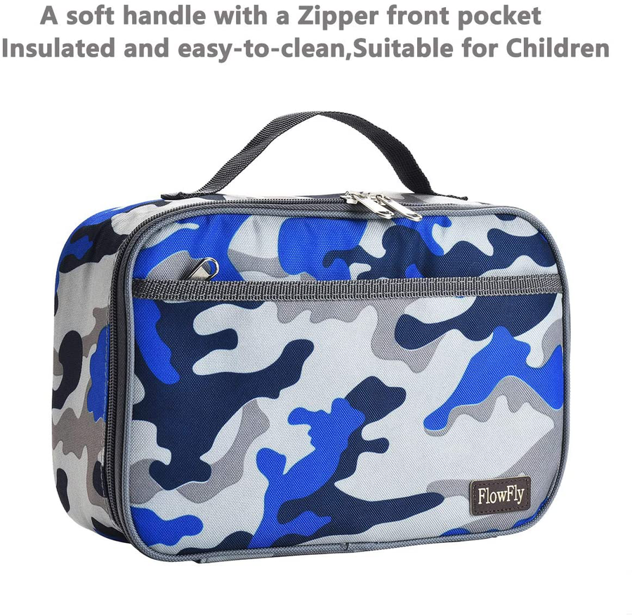 Avelena | Flowfly Kinder Lunchbox Isolierte Weiche Tasche Mini Kühler Zurück Zur Schule Thermo Mahlzeit Tragetasche Set Für Mädchen, Jungen, Frauen, Männer, Silber