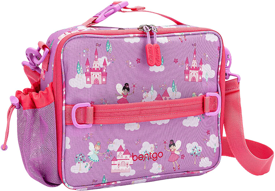 Avelena | Bentgo Kids Prints Lunchbox - Doppelt isoliert, langlebiger, wasserabweisender Stoff mit inneren und äußeren Reißverschlusstaschen und externem Flaschenhalter - Ideal für Kinder jeden Alters (Feen)