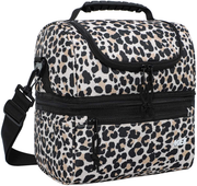Avelena | Mier Erwachsenen Mittagessen Box Isolierte Lebensmittel Tasche Große Kühltasche für Frauen, Doppeldecker Kühler, Leopard (Groß)