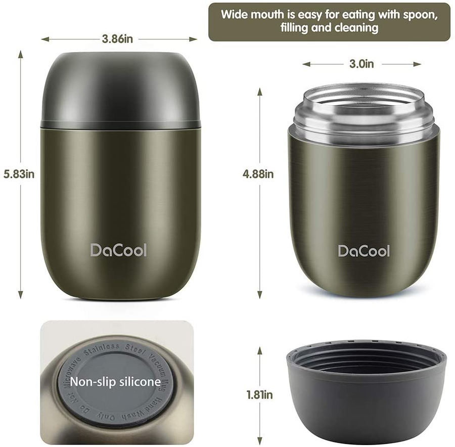 Avelena | Dacool Isolierte Lunchbox Warmhaltedose 24 Unzen Edelstahl Vakuum Bento Lunchbox für Erwachsene mit Löffel Auslaufsichere Warmhaltedose Für Büro Picknick Reisen Im Freien, Cyan Blau