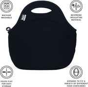 Avelena | Built Gourmet Getaway Soft Neopren Lunch Tote Bag - Leicht, Isoliert und Wiederverwendbar Schwarz Lb31-Blk