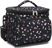 Avelena | Flowfly isolierte wiederverwendbare Lunch-Tasche Erwachsene große Lunch-Box für Frauen und Männer mit verstellbarem Schultergurt, vorderer Reißverschlusstasche und doppelt großen Netztaschen, Blume