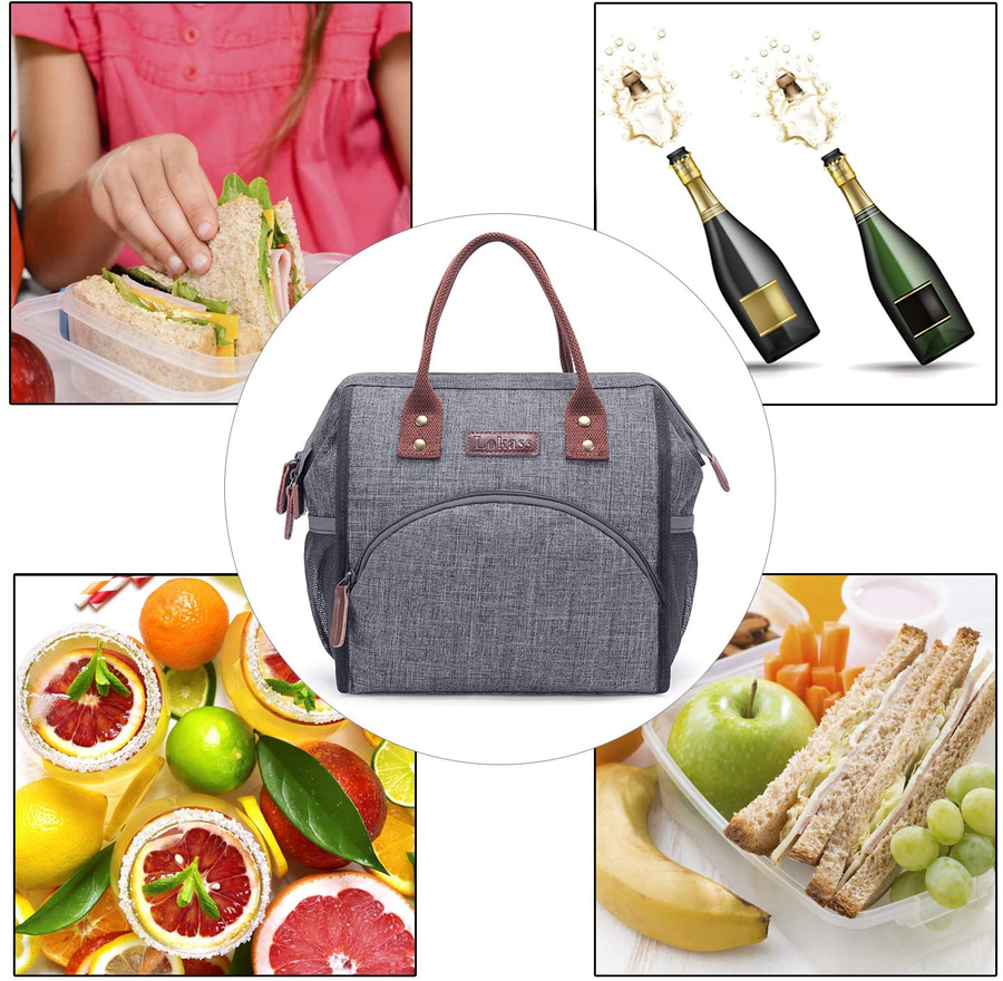 Avelena | Lokass Lunch Bag Isolierte Lunchbox Weitöffnende Lunch Tote Tasche Großer Getränkehalter Langlebiges Nylon Thermo Snacks Organizer Für Frauen Männer Erwachsene College Arbeit Picknick Reise Strand Angeln, Schwarz-Quadrat