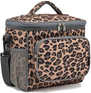 Avelena | Flowfly Isolierte Wiederverwendbare Lunch Tasche Erwachsene Große Lunch Box Für Frauen Und Männer Mit Verstellbarem Schultergurt, Vordertaschenreißverschluss Und Doppelten Großen Netztaschen, Grau