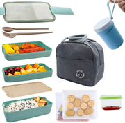 Avelena | Koccido Bento-Box-Lunchbox-Set, japanische Lunchbox 3-in-1-Fach, stapelbare Lunchbox, auslaufsichere Lunchbox, Bento-Lunchbox für Kinder und Erwachsene