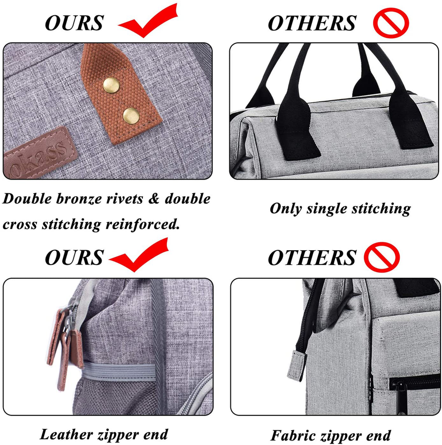 Avelena | Lokass Lunch Bag Isolierte Lunchbox Weitöffnende Lunch Tote Tasche Großer Getränkehalter Langlebiges Nylon Thermo Snacks Organizer Für Frauen Männer Erwachsene College Arbeit Picknick Reise Strand Angeln, Schwarz-Quadrat