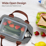 Avelena | Lunchbag, Bagseri Isolierte Lunchbags für Frauen und Männer, Mit Transparenter Handyhalter-Tasche, Wiederverwendbare Lunch-Kühlerbox Thermo-Organizer, Wasserdichte Ausstattung (Schwarz Weiß Streifen)