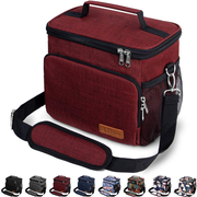 Avelena | Isolierte Lunch-Tasche Für Frauen/Männer - Wiederverwendbare Lunch-Box Für Büroarbeit Schule Picknick Strand - Auslaufsichere Kühl-Tasche Gefrierschrank-sichere Lunch-Tasche Mit Verstellbarem Schultergurt Für Kinder/Erwachsene - Burgunderrot