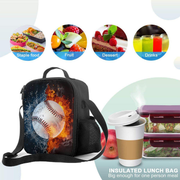 Avelena | Isolierter Cooler Hält wiederverwendbare Eisbeutel für Schulbrotdosen Lunch Tasche Lebensmittelaufbewahrungstasche Eis Feuer Fußball Basketball Jungen Mädchen