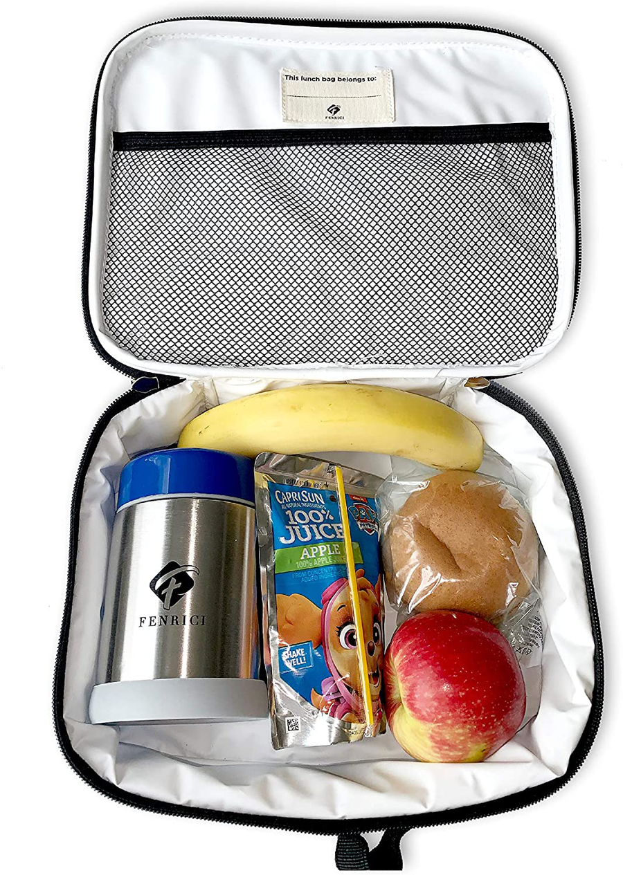 Avelena | Fenrici Galaxy Lunch Box für Jungen, Mädchen, Kinder isolierte Lunch Tasche, perfekt für Vorschule, K-6, weiche Abschnitte, geräumig, BPA-frei, lebensmittelsicher, 10,8in X 9,2in X 3,8in (Galaxy-Blau)