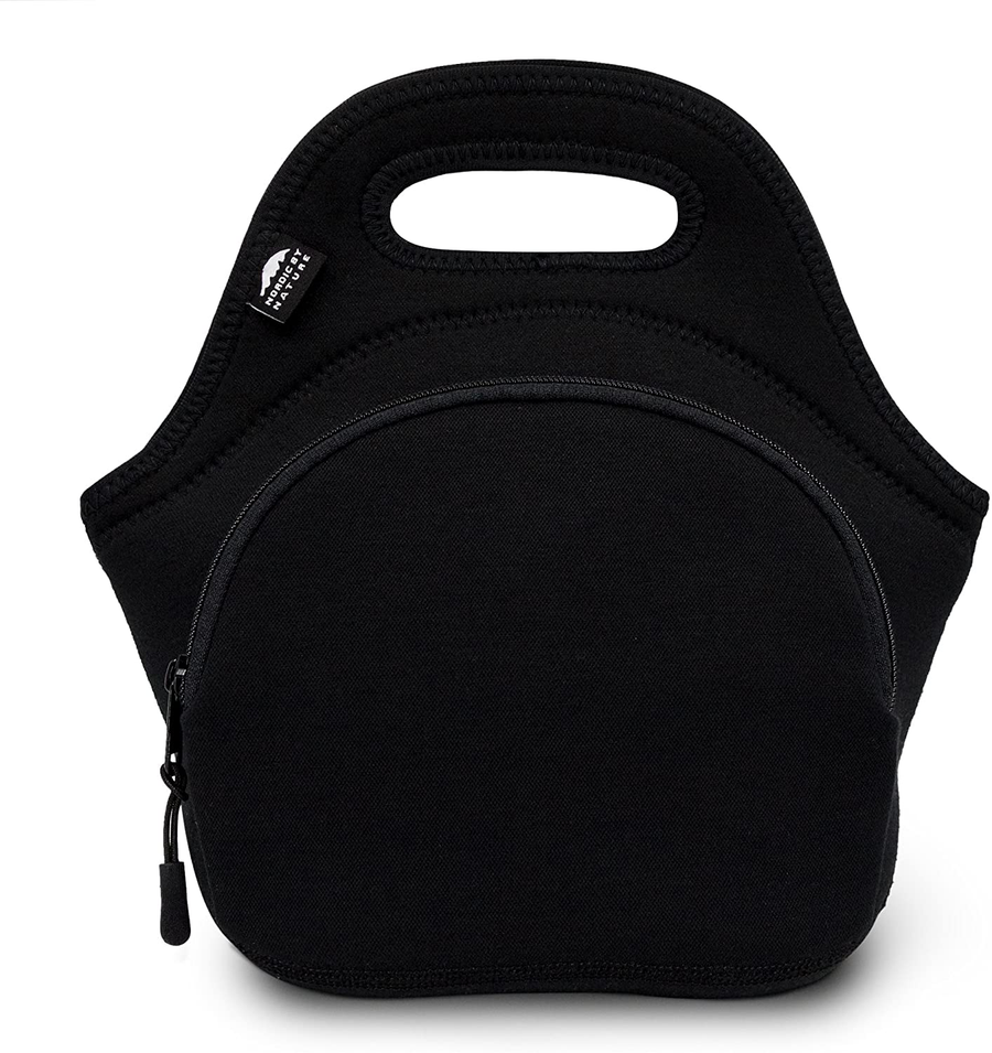 Avelena | Isolierte große Neopren-Lunchbox für Frau, Mann & Kind | Extra-Tasche | 5 mm Isolierung | 13,5” groß | Waschbar | Weicher Designer-Baumwolle | Bester Ykk-Reißverschluss der Welt | Hellgraue Lunchbox