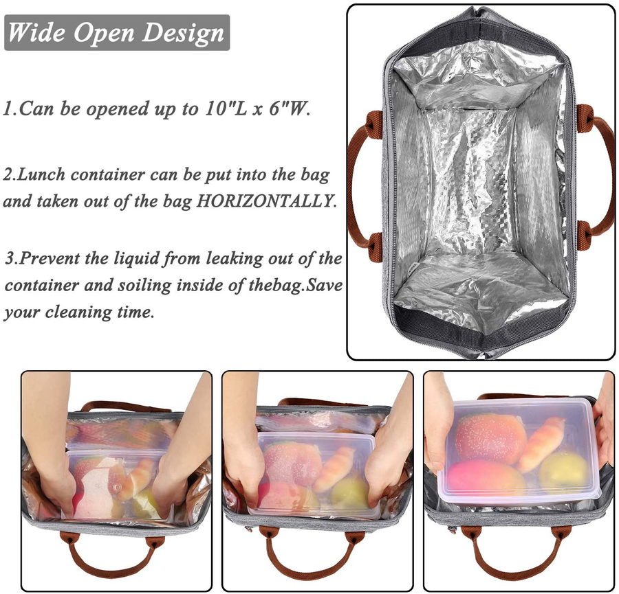 Avelena | Lokass Lunch Bag Isolierte Lunchbox Weitöffnende Lunch Tote Tasche Großer Getränkehalter Langlebiges Nylon Thermo Snacks Organizer Für Frauen Männer Erwachsene College Arbeit Picknick Reise Strand Angeln, Schwarz-Quadrat