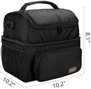 Avelena | Flowfly Doppelschicht Kühltasche Isolierte Lunchbox Große Tragetasche Für Männer, Frauen, Mit Verstellbarem Gurt, Fronttasche Und Doppelten Großen Mesh-Seitentaschen, Marineblau