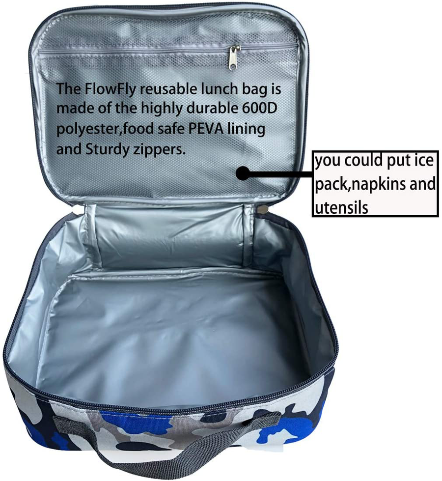 Avelena | Flowfly Kinder Lunchbox Isolierte Weiche Tasche Mini Kühler Zurück Zur Schule Thermo Mahlzeit Tragetasche Set Für Mädchen, Jungen, Frauen, Männer, Silber