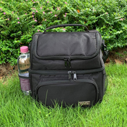 Avelena | Flowfly Doppelschicht Kühltasche Isolierte Lunchbox Große Tragetasche Für Männer, Frauen, Mit Verstellbarem Gurt, Fronttasche Und Doppelten Großen Mesh-Seitentaschen, Marineblau