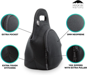 Avelena | Isolierte große Neopren-Lunchbox für Frau, Mann & Kind | Extra-Tasche | 5 mm Isolierung | 13,5” groß | Waschbar | Weicher Designer-Baumwolle | Bester Ykk-Reißverschluss der Welt | Hellgraue Lunchbox