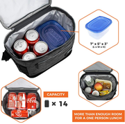 Avelena | Opux Isolierte Lunchbox Für Frauen Männer, Auslaufsichere Thermo Lebensmittel Tasche Für Die Arbeit, Wiederverwendbare Lebensmittel Kühltasche, Weiche Lunchbox Für Kinder Mit Schultergurt, Taschen, 14 Dosen, 8l, Florales Grau
