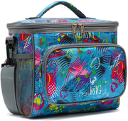 Avelena | Flowfly Isolierte Wiederverwendbare Lunch-Tasche Erwachsene Große Lunch-Box Für Frauen Und Männer Mit Verstellbarem Schultergurt Vorderentasche Mit Reißverschluss Und Doppelten Großen Netztaschen An Der Seite, Herz
