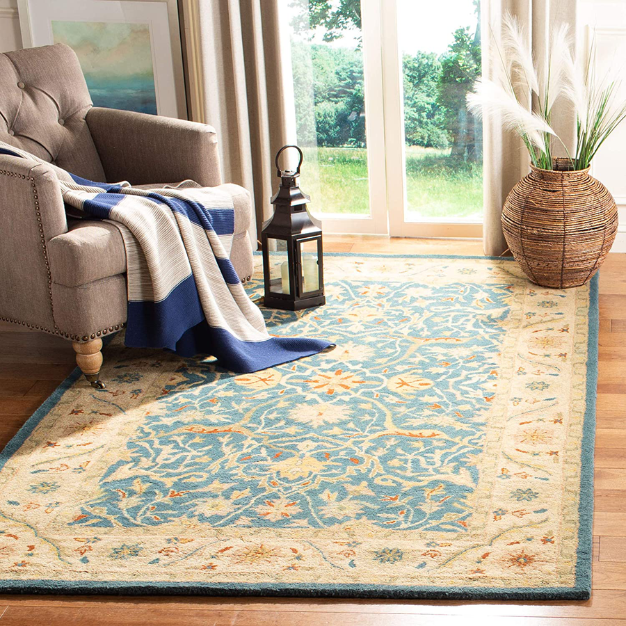 Avelena | Safavieh Antiquity Collection At14e Handgefertigter Traditioneller Orientalischer Premium-Wolle Akzentteppich, 2' X 3', Blau
