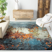 Avelena | Safavieh Glacier Kollektion Gla125b Modern Abstrakt Nicht-Shedding Fleckenresistenter Wohnzimmer Schlafzimmer Teppich, 3' X 3' Quadrat, Blau / Mehrfarbig
