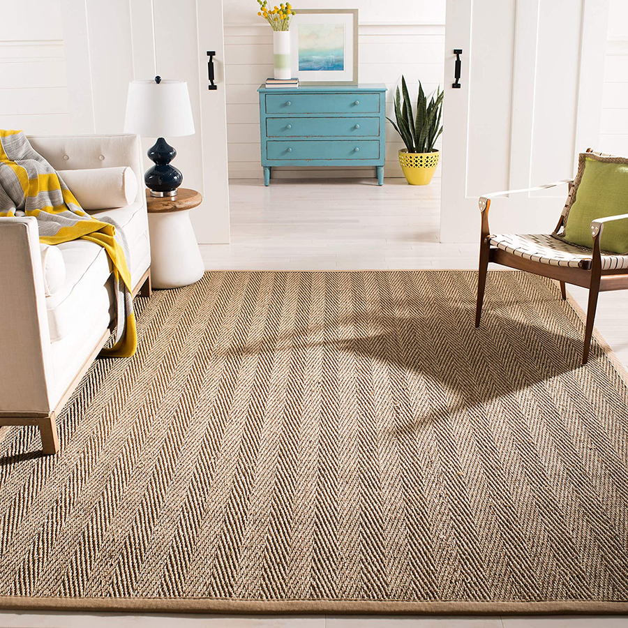 Avelena | Safavieh Natural Fiber Collection Nf115p Border Herringbone Seagrass Akzentteppich, 2'6" X 4', Grau