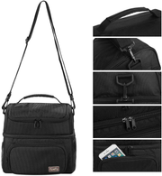 Avelena | Flowfly Doppelschicht Kühltasche Isolierte Lunchbox Erwachsene Lunch Tasche Große Tragetasche Für Männer, Frauen, Mit Verstellbarem Riemen, Fronttasche Und Doppelgroßen Netztaschen An Den Seiten, Rot