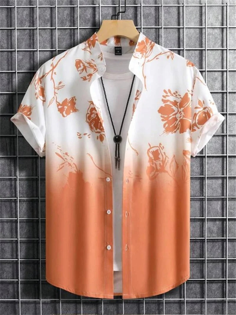 Herren Kurzarm-Hemd mit Knopfleiste und Print