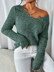 Aderah - Lockere Passform V-Ausschnitt Pullover