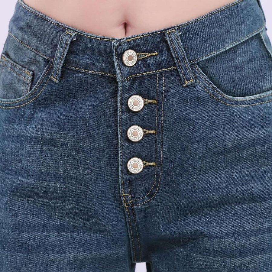 Della | High-Waisted Button-Up Denim Jeans