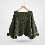 Kuschelige Strick-Schulterdecke für den Winter – Eleganter Umhang mit Fledermausärmeln für ein modernes Outfit