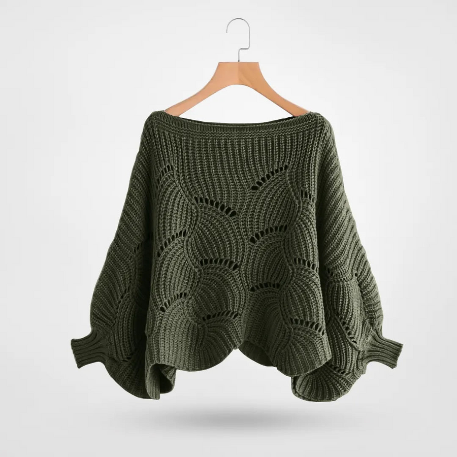 Kuschelige Strick-Schulterdecke für den Winter – Eleganter Umhang mit Fledermausärmeln für ein modernes Outfit