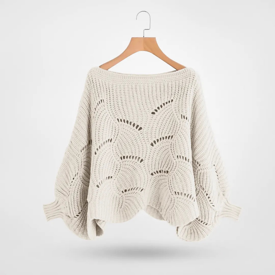 Kuschelige Strick-Schulterdecke für den Winter – Eleganter Umhang mit Fledermausärmeln für ein modernes Outfit