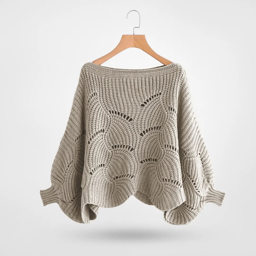 Kuschelige Strick-Schulterdecke für den Winter – Eleganter Umhang mit Fledermausärmeln für ein modernes Outfit