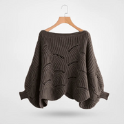 Kuschelige Strick-Schulterdecke für den Winter – Eleganter Umhang mit Fledermausärmeln für ein modernes Outfit
