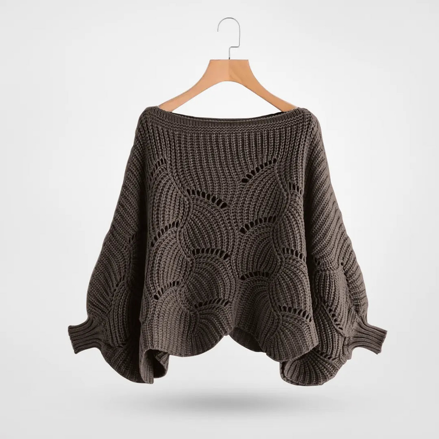 Kuschelige Strick-Schulterdecke für den Winter – Eleganter Umhang mit Fledermausärmeln für ein modernes Outfit