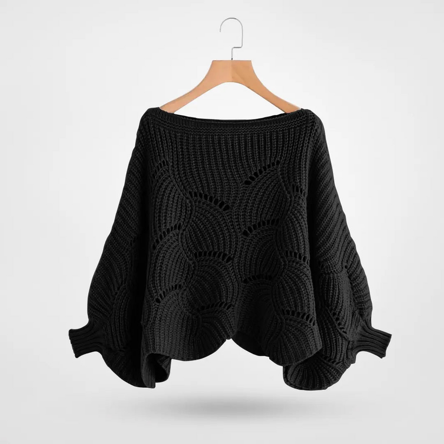 Kuschelige Strick-Schulterdecke für den Winter – Eleganter Umhang mit Fledermausärmeln für ein modernes Outfit